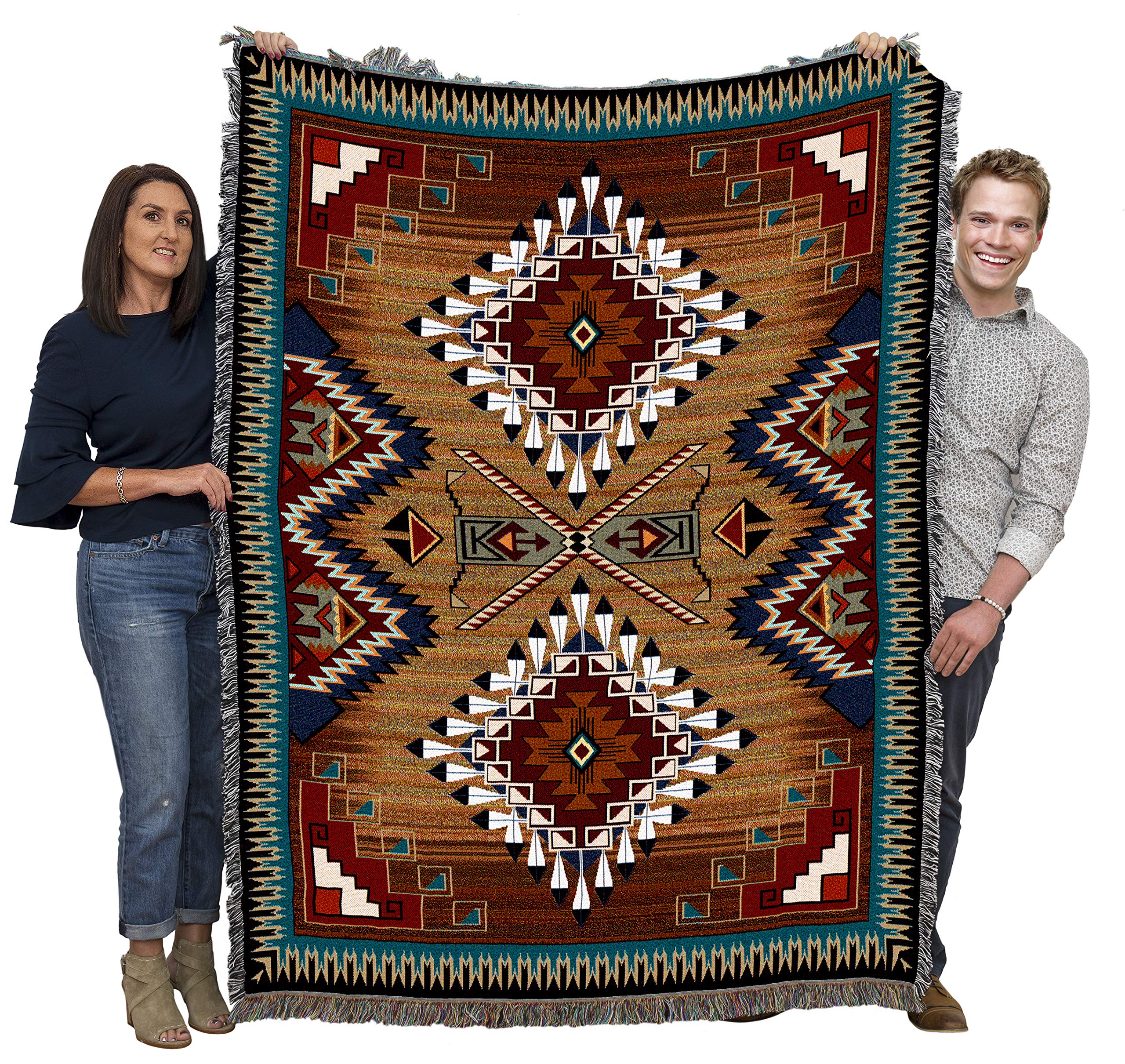 Pure Country Weavers Brazos Blanket - Southwest Native American Inspired - Gift Tapestry Throw Woven From Cotton - Made In The U