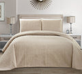 Mk Home Mk Collection Solid Embossed Bedspread Bed Cover Over Size (Beige, King/California King)