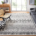 SAFAVIEH Tulum Collection Area Rug - 8 x 10, Ivory & Black, Moroccan Boho Distressed Design, Non-Shedding & Easy Care, Ideal f