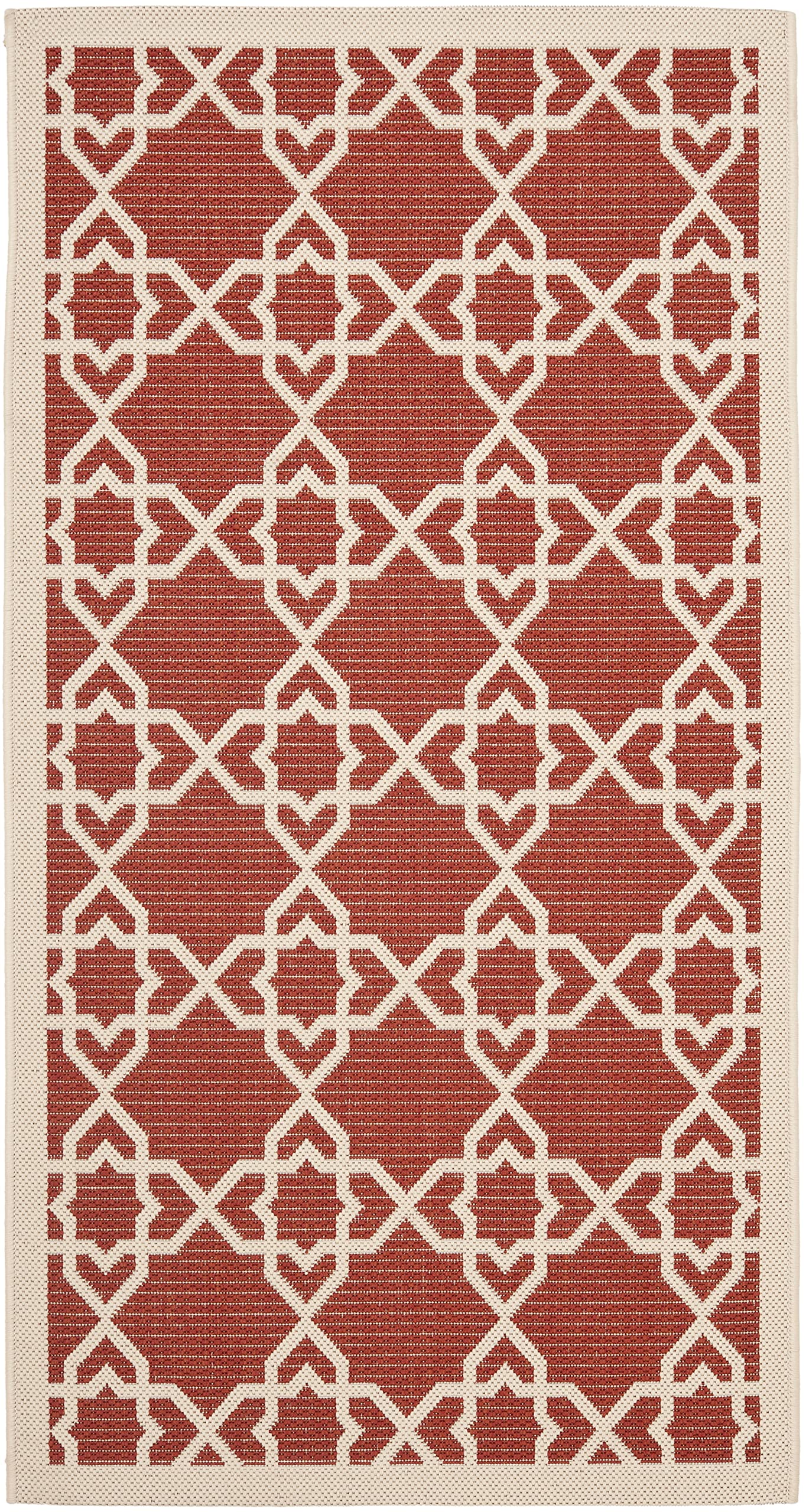 SAFAVIEH Courtyard Collection 27 x 5 Red/Beige CY6032 Indoor/ Outdoor Waterproof Easy-Cleaning Patio Backyard Mudroom Area-Rug
