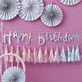 Ginger Ray Iridescent Holographic Rainbow Designer Happy Birthday Bunting Banner Decoration  Iridescent Party