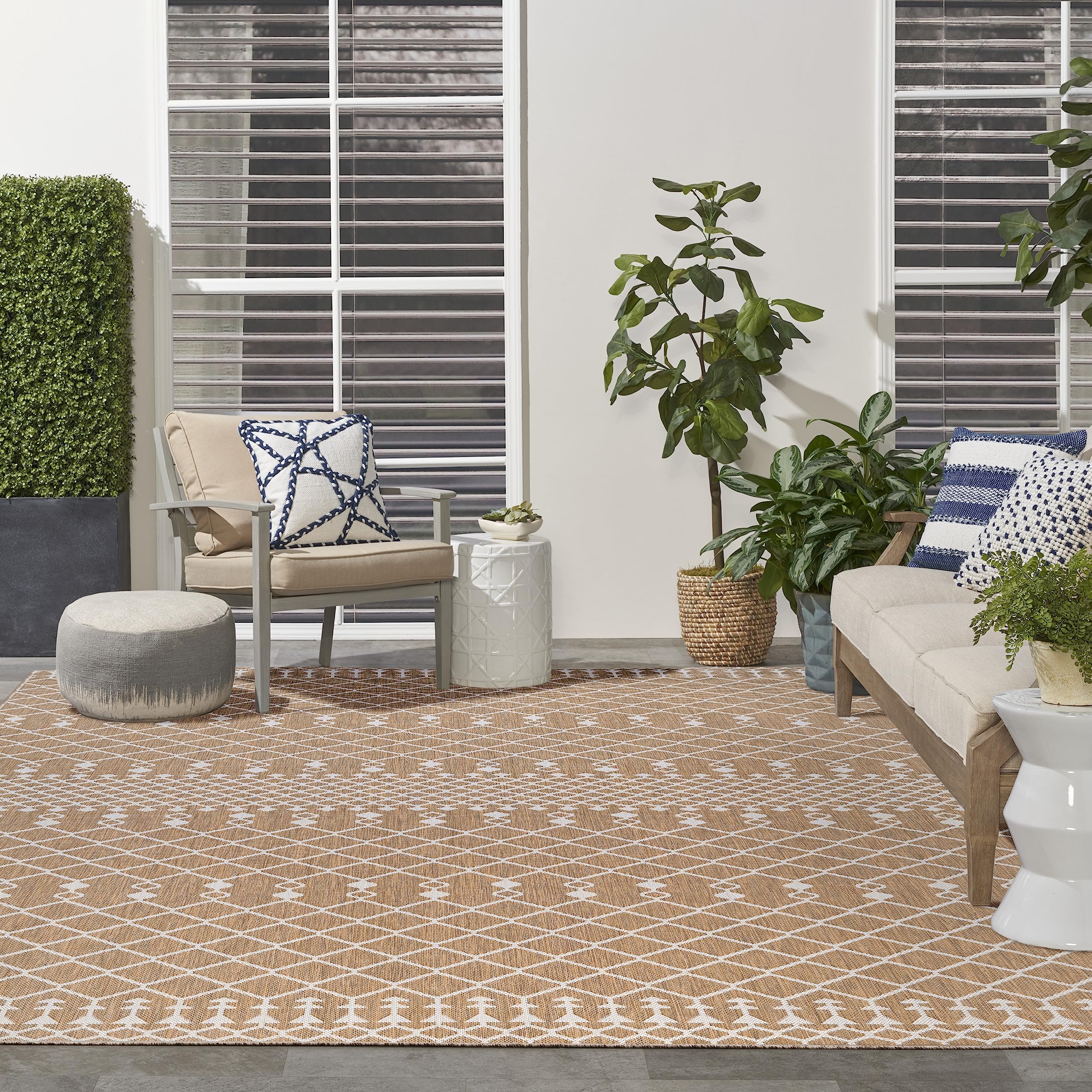 Nourison Positano Indoor/Outdoor Jute 9' X 12' Area Rug, Easy- Cleaning, Non Shedding, Bed Room, Living Room, Dining Room, Backy