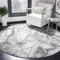 SAFAVIEH Craft Collection Area Rug - 67 Round, Grey & Silver, Modern Abstract Design, Non-Shedding & Easy Care, Ideal for High 