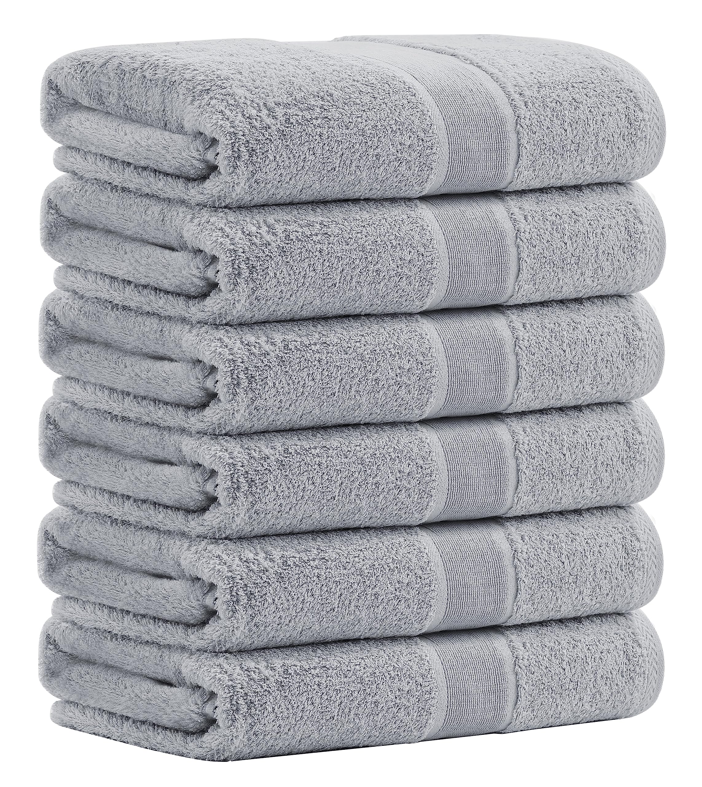 Aibaser Bath Towels, 27x54inch - Natural, Ultra Absorbent Towels for Bathroom, Travel, Gym, Shower and Spa (6 Piece Set) (Light 