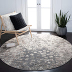 SAFAVIEH Madison Collection 6'7'' Round Grey/Beige MAD425G Boho Abstract Distressed Non-Shedding Dining Room Entryway Foyer Livi