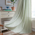 Sutuo Home Sage Green Boho Curtains 72 Inch Long For Bedroom Living Room, Semi Blackout Chic Farmhouse Vintage Tassels Window Tr