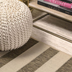 Jonathan Y Smb112A-210 Aveiro Wide Stripe Indoor/Outdoor 2 Ft. X 10 Ft. Runner Rug, Bohemian, Coastal, Mediterranean, Transitional, Glam, Living Room, Dining Room, Bedroom, Hallway, Foyer, Beige/Brown