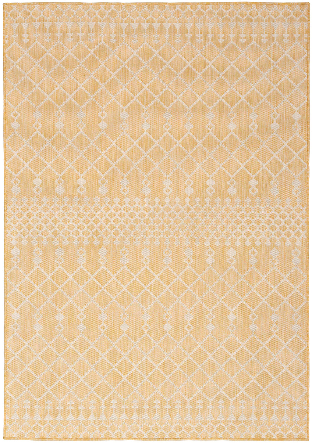 Nourison Positano Indoor/Outdoor Yellow 7' X 10' Area Rug, Easy Cleaning, Non Shedding, Bed Room, Living Room, Dining Room, Deck, Backyard, Patio (7X10)