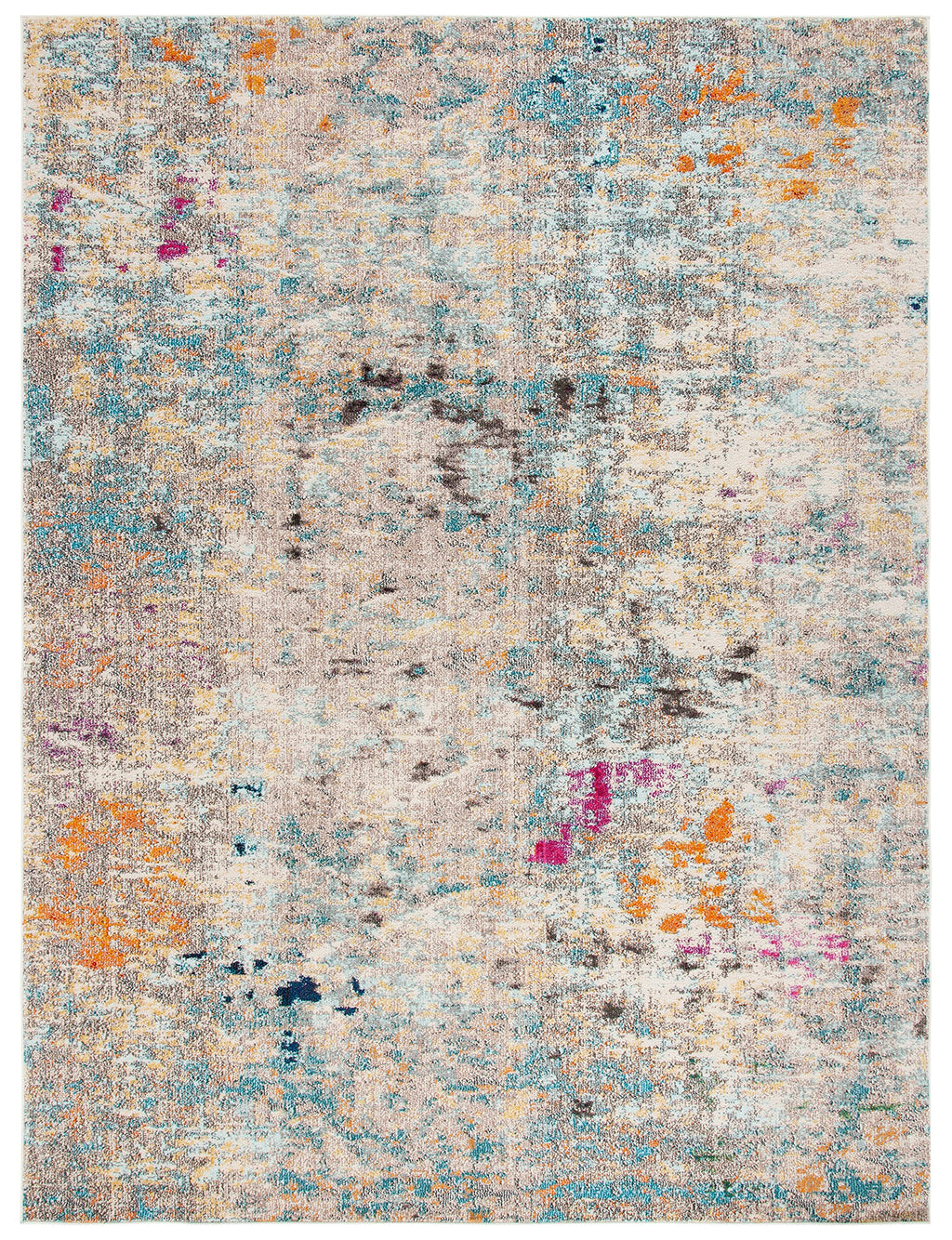 Safavieh Madison Collection Area Rug - 8' X 10', Grey & Gold, Boho Abstract Distressed Design, Non-Shedding & Easy Care, Ideal F