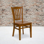 Flash Furniture HERCULES Series Vertical Slat Back Cherry Wood Restaurant Chair