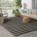 Nourison Positano Indoor/Outdoor Black Ivory 8' X 10' Area Rug, Easy Cleaning, Non Shedding, Bed Room, Living Room, Dining Room,