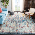 SAFAVIEH Madison Collection X-Large Area Rug - 12 x 18, Navy & Light Blue, Medallion Distressed Design, Non-Shedding & Easy Ca