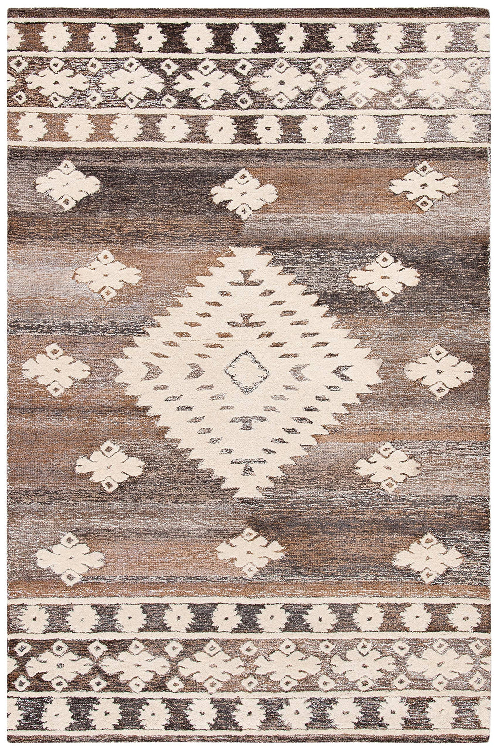Safavieh Amsterdam Collection 3' Square Terracotta / Multi Ams108D Moroccan Boho Non-Shedding Living Room Bedroom Accent Rug