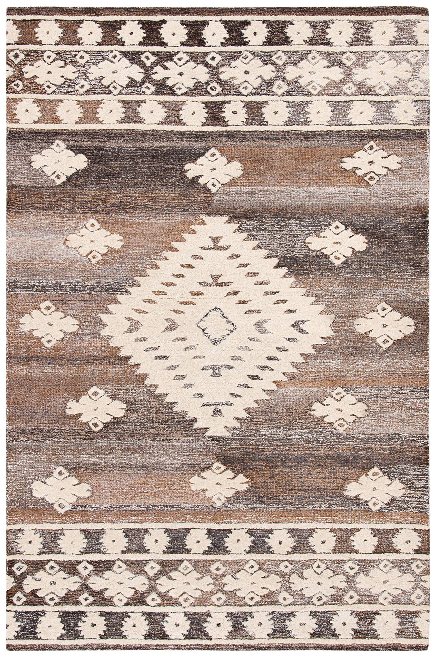 Safavieh Amsterdam Collection 3' Square Terracotta / Multi Ams108D Moroccan Boho Non-Shedding Living Room Bedroom Accent Rug