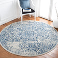 SAFAVIEH Evoke Collection 67 Round Ivory / Navy EVK256N Oriental Distressed Non-Shedding Dining Room Entryway Foyer Living Room