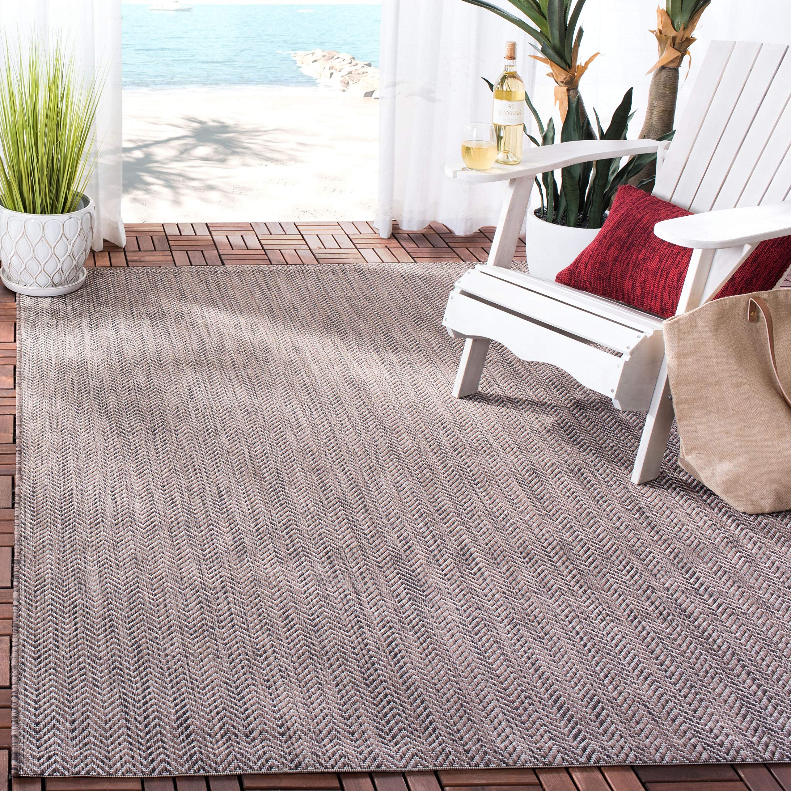 Safavieh Courtyard Collection 2' X 3'7' Black/Beige Cy8022 Indoor/ Outdoor Patio Backyard Mudroom Accent Rug