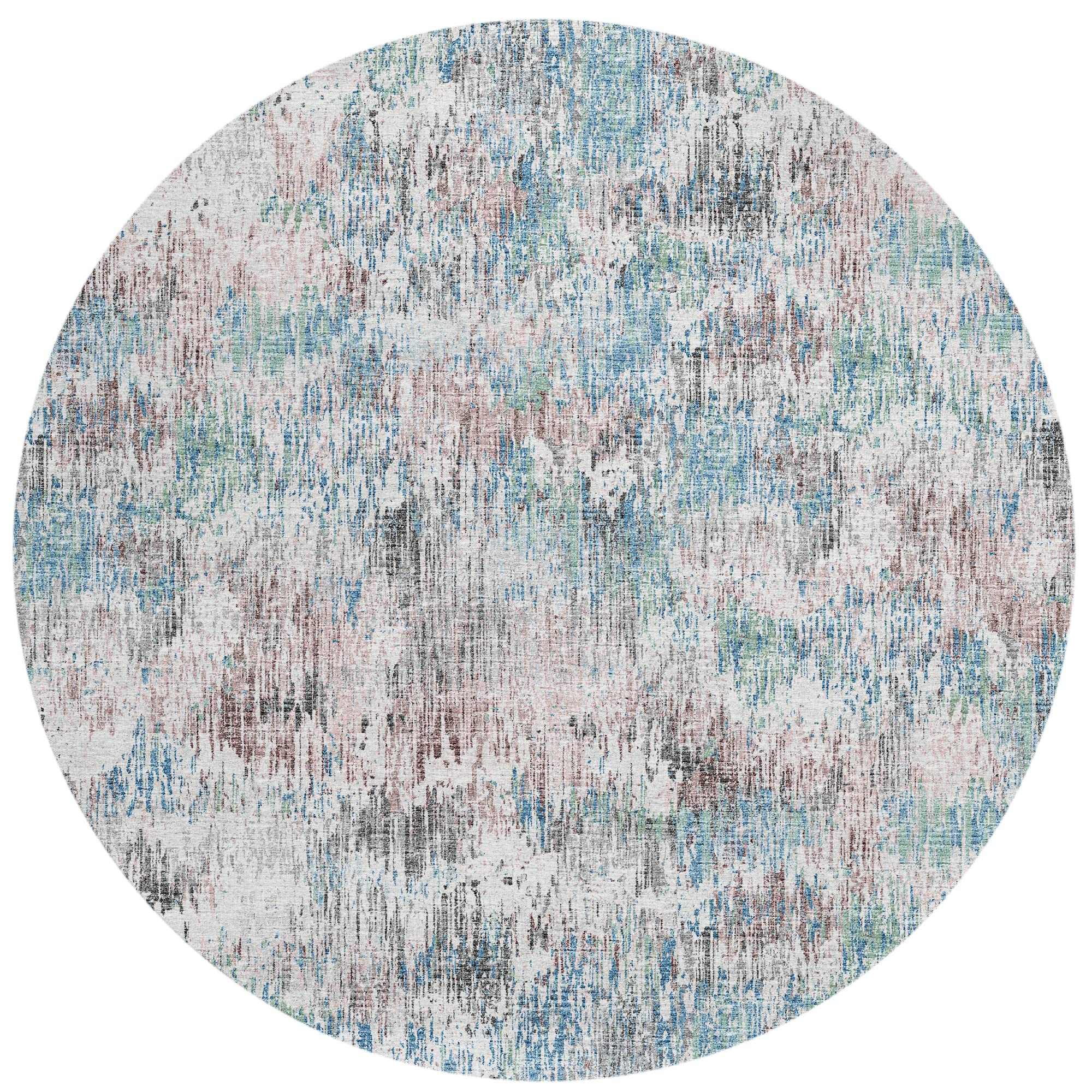 Addison Rugs Indoor/Outdoor Accord Aac31 Multi Washable 8' X 8' Indoor Outdoor Round Rug, Easy Clean, Machine Washable, Non Shedding, Bedroom, Living Room, Dining Room, Kitchen, Patio Rug