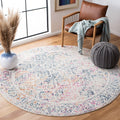 SAFAVIEH Tulum Collection Round Ivory / Dark Blue TUL264D Moroccan Boho Distressed Non-Shedding Dining Room Entryway Foyer Livin