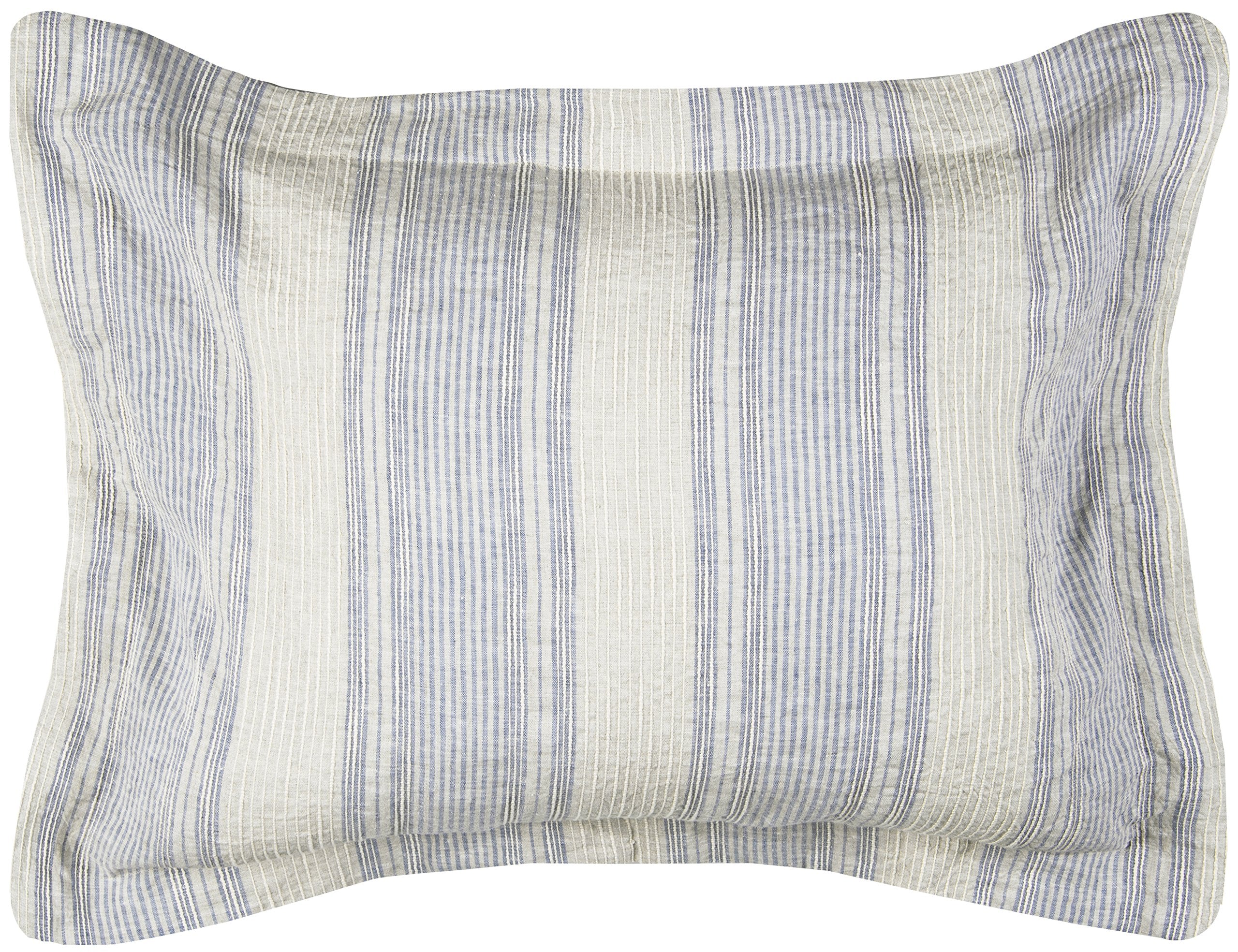 Rizzy Home | BT4009 | Standard Sham | 20"x26" Blue/Neutral/Yellow Stripe