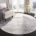 SAFAVIEH Madison Collection Area Rug - 3 Round, Silver & Ivory, Snowflake Medallion Distressed Design, Non-Shedding & Easy Care