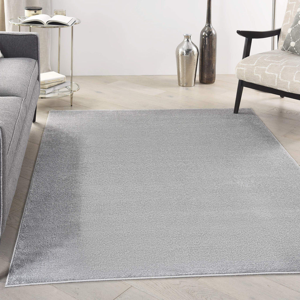 Nourison Essentials Indoor/Outdoor Silver Grey 5' X 8' Area Rug, Easy Cleaning, Non Shedding, Bed Room, Living Room, Dining Room