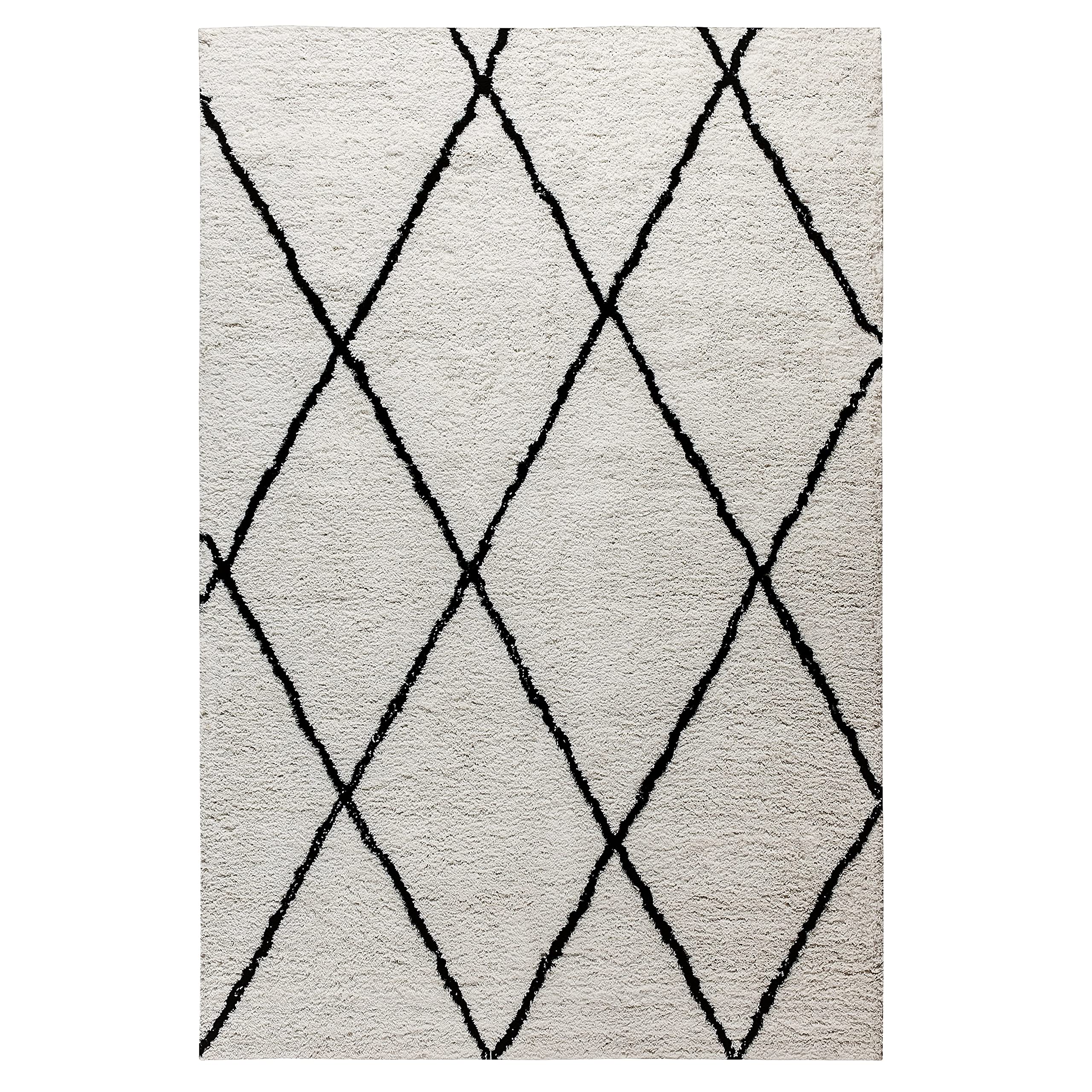 Flash Furniture Roxy Shag Style Diamond Trellis Area Rug - 5' X 7' - Ivory