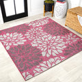 Jonathan Y Smb110F-5Sq Zinnia Modern Floral Textured Weave Indoor Outdoor Area Rug, Bohemian Coastal Mediterranean Easy Cleaning