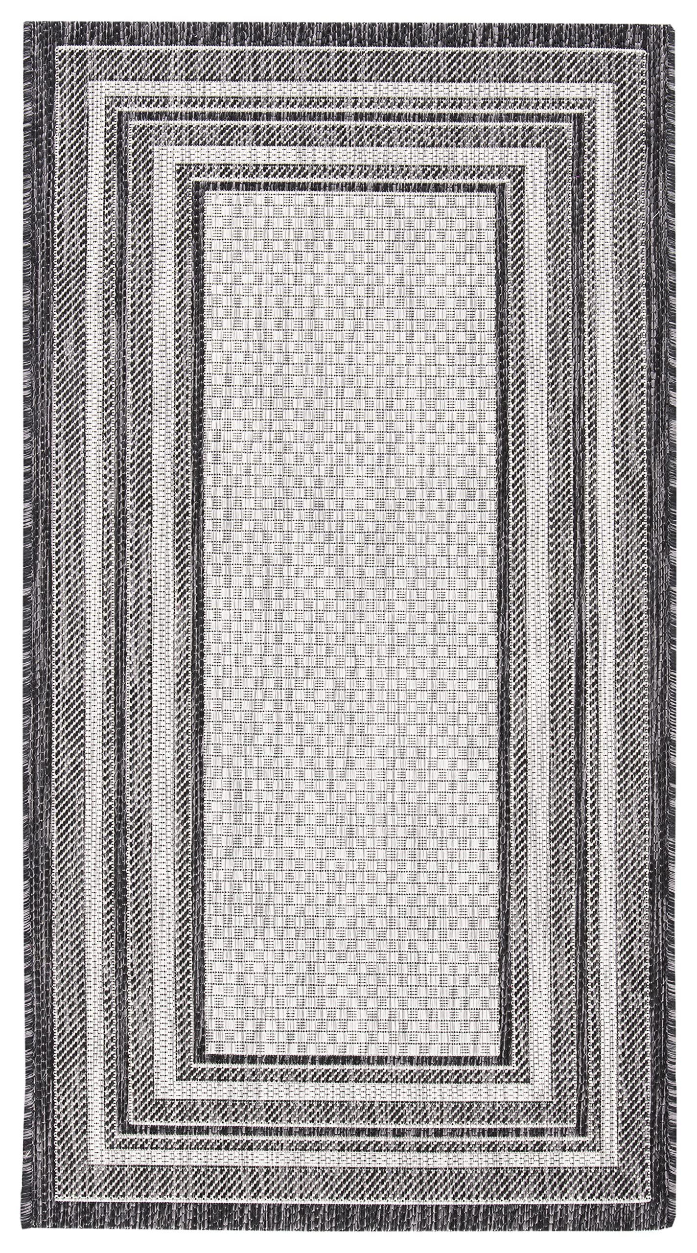 Safavieh Courtyard Collection Accent Rug - 2'3' X 4', Light Grey & Black, Non-Shedding & Easy Care, Indoor/Outdoor & Washable-Ideal For Patio, Backyard, Mudroom (Cy8475-37612)