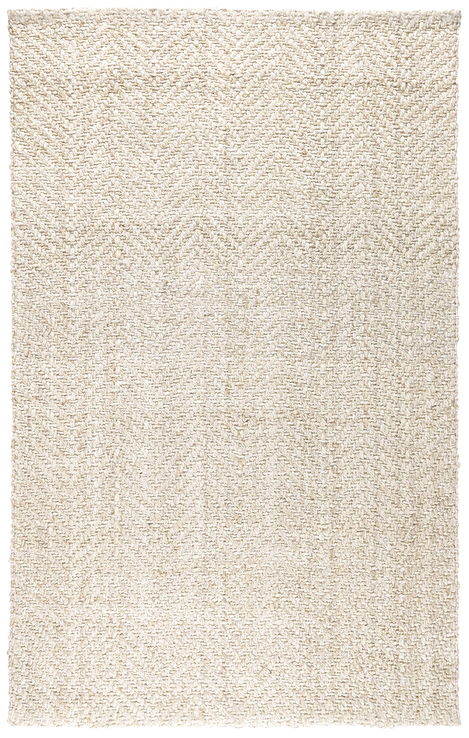 Kosas Home Chevron Handwoven Jute Area Rug, 5X8, Ivory