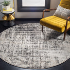 SAFAVIEH Adirondack Collection 4' Round Silver / Black ADR207D Modern Abstract Non-Shedding Dining Room Entryway Foyer Living Ro