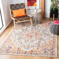 SAFAVIEH Madison Collection Accent Rug - 4 x 6, Beige & Orange, Medallion Distressed Design, Non-Shedding & Easy Care, Ideal f