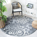 SAFAVIEH Adirondack Collection 67 Round Charcoal / Ivory ADR114H Floral Glam Damask Distressed Non-Shedding Dining Room Entrywa