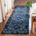 SAFAVIEH Vintage Hamadan Collection Runner Rug - 23 x 20, Blue & Grey, Oriental Traditional Persian Design, Non-Shedding & Eas