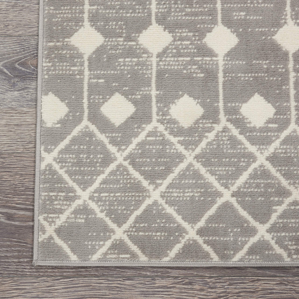 Nourison Grafix Moroccan Grey 7'10' X 9'10' Area Rug, Easy Cleaning, Non Shedding, Bed Room, Living Room, Dining Room, Kitchen