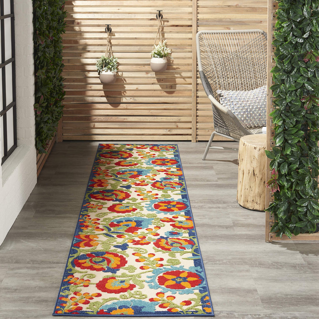 Nourison Aloha Indoor/Outdoor Multicolor 2'3' X 12' Area Rug, Easy Cleaning, Non Shedding, Bed Room, Living Room, Dining Room, Backyard, Deck, Patio (2X12)