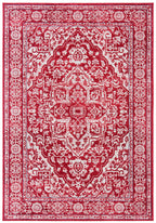 Safavieh Brentwood Collection Accent Rug - 2' x 4', Red & Ivory, Medallion Distressed Design, Non-Shedding & Easy Care, Ideal fo