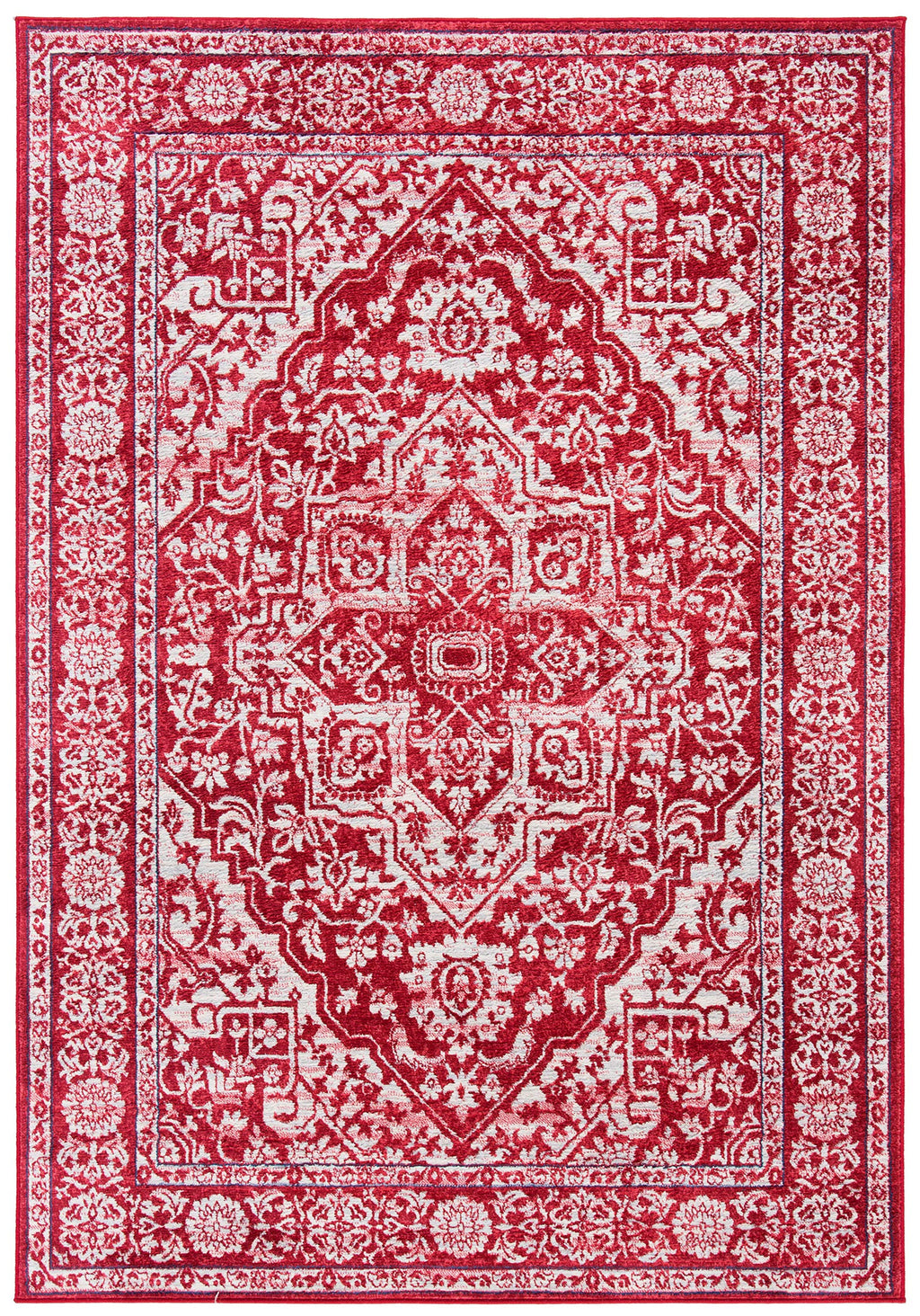 Safavieh Brentwood Collection 4' X 6' Red / Ivory Bnt832Q Medallion Distressed Non-Shedding Living Room Bedroom Accent Rug