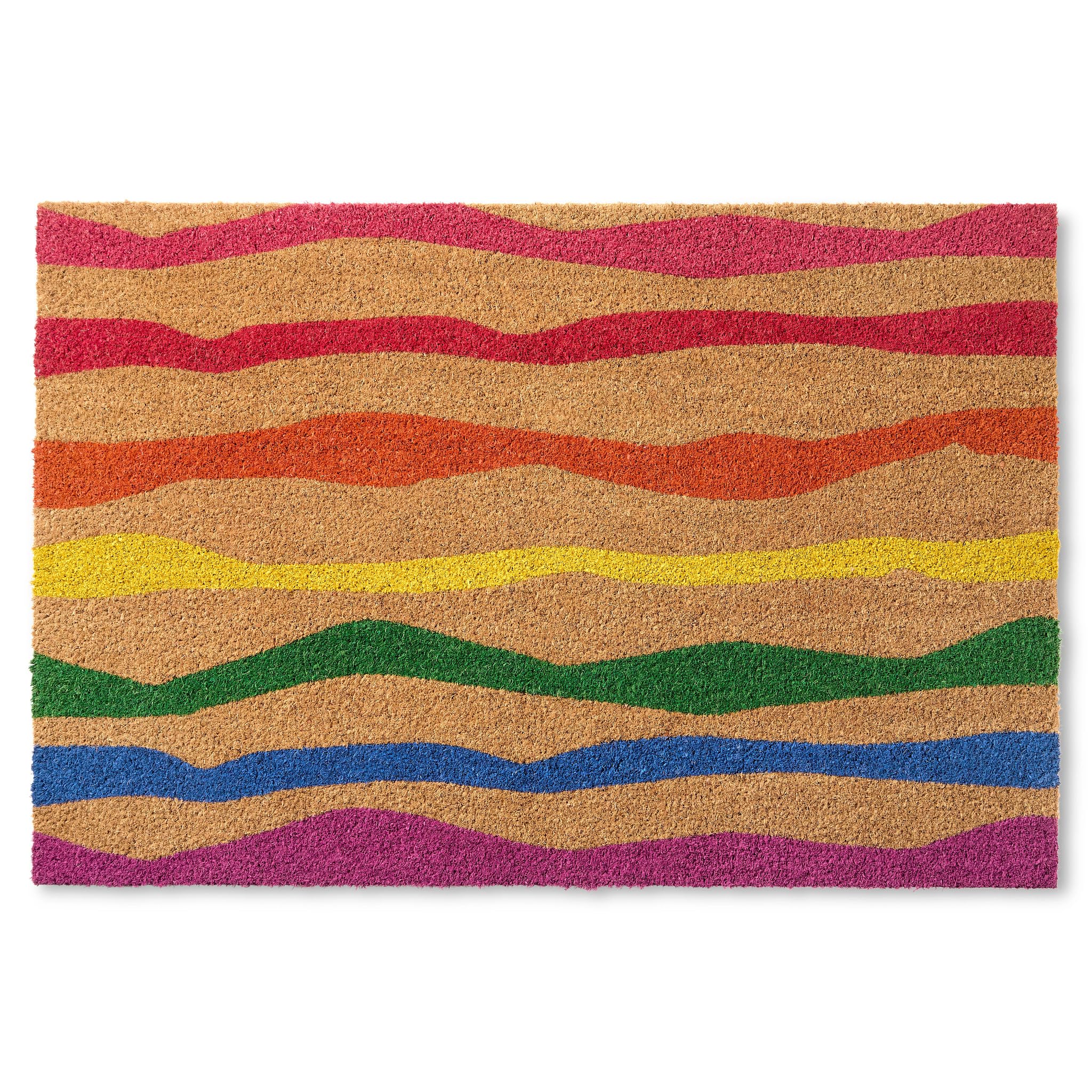 Town & Country Terra Ravine Abstract Mountain Door Mat, Natural Coir, Heavyweight, Non-Slip Entryway Mat, Multicolor, 24'X36'