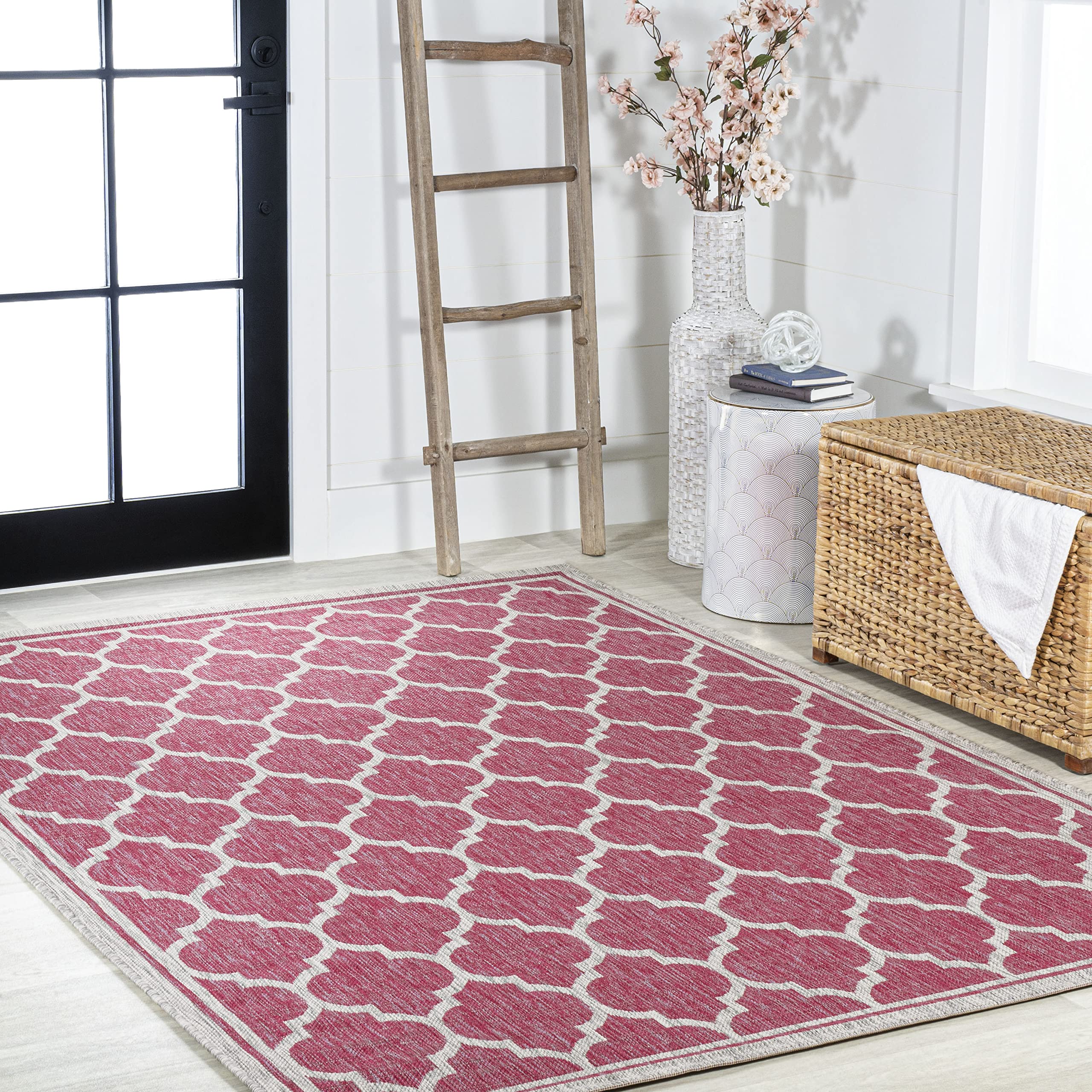 Jonathan Y Smb109H-3 Trebol Moroccan Trellis Textured Weave Indoor Outdoor Area Rug, Bohemian Contemporary Easy Cleaning,Bedroom