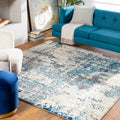 Livabliss Arti Modern Abstract Area Rug,67 Square,Dark Blue/Aqua