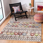 SAFAVIEH Amsterdam Collection Accent Rug - 4' x 6', Light Grey & Multi, Moroccan Boho Design, Non-Shedding & Easy Care, Ideal fo