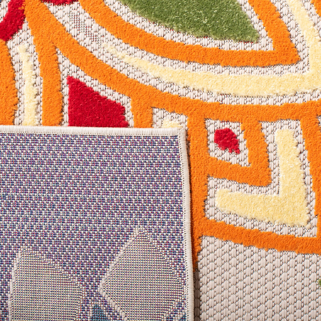 Safavieh Cabana Collection 2'2' X 7' Ivory/Orange Cbn328A Floral Indoor/ Outdoor Non-Shedding Easy Cleaning Patio Backyard Porc