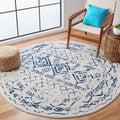 SAFAVIEH Tulum Collection 3 Round Ivory/Navy TUL268C Moroccan Boho Distressed Non-Shedding Area Rug