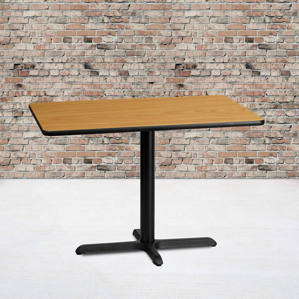 Flash Furniture 30'' x 42'' Rectangular Natural Laminate Table Top with 23.5'' x 29.5'' Table Height Base
