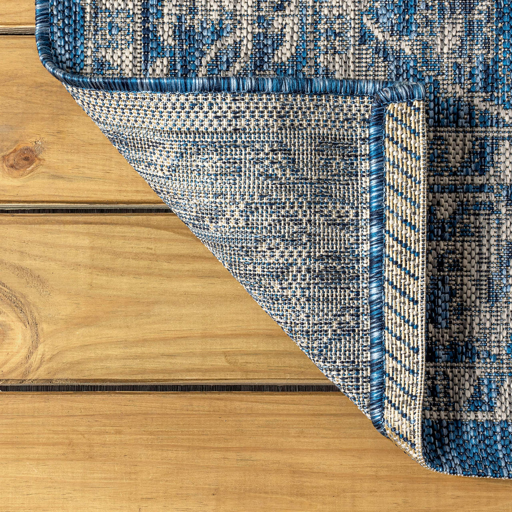 Jonathan Y Smb103A-28 Palazzo Vine And Border Textured Weave Indoor/Outdoor Navy/Gray 2 Ft. X 8 Ft. Runner-Rug, Coastal,Easy-Cleaning,Hightraffic,Livingroom,Backyard, Non Shedding