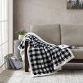 Eddie Bauer - Throw Blanket, Reversible Sherpa Flannel Bedding, Buffalo Plaid Cozy Home Decor (Cabin Plaid Black, Throw)