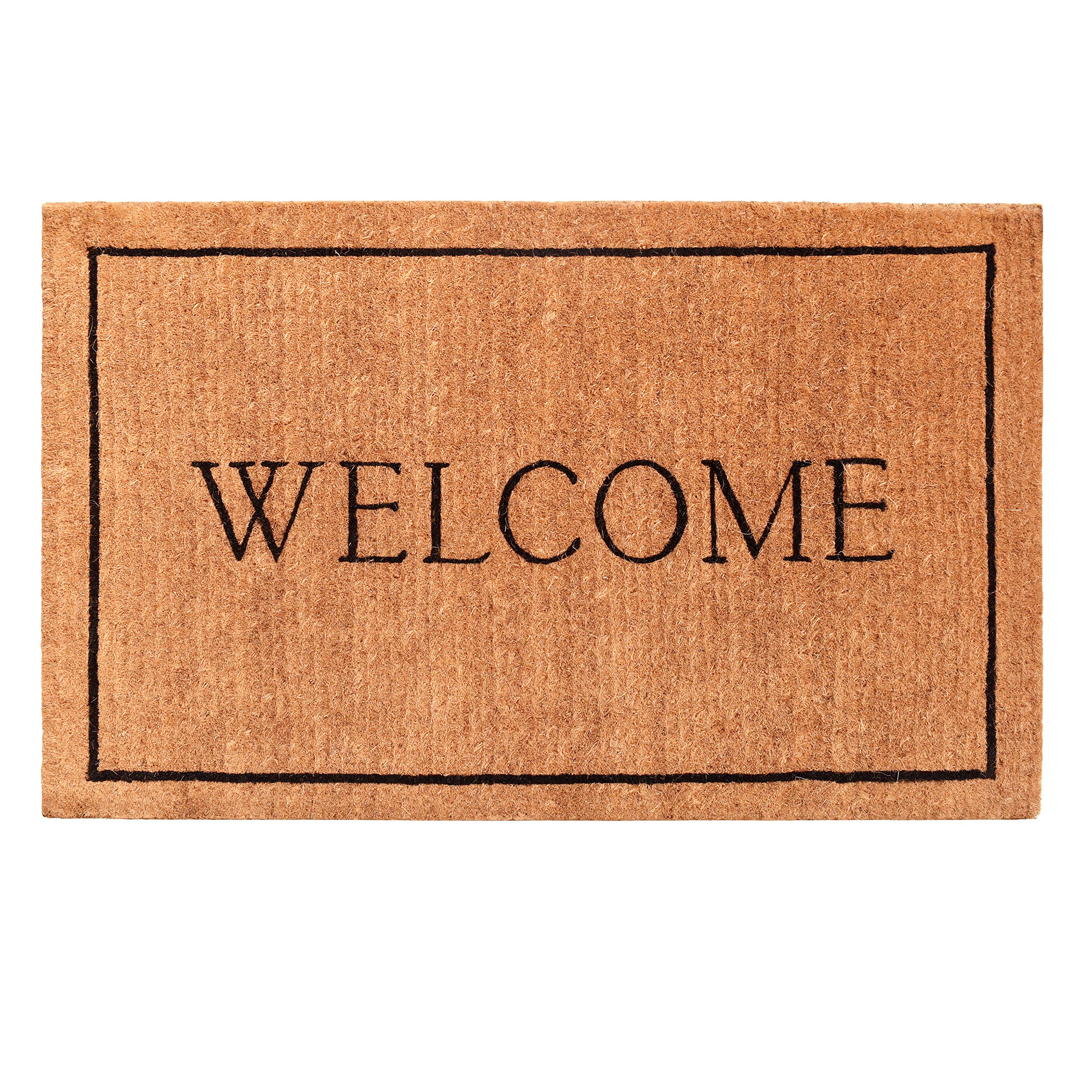 Calloway Mills Az104811830 Welcome Border, 100% Coir Doormat, 18' X 30' X 1.50', Natural/Black