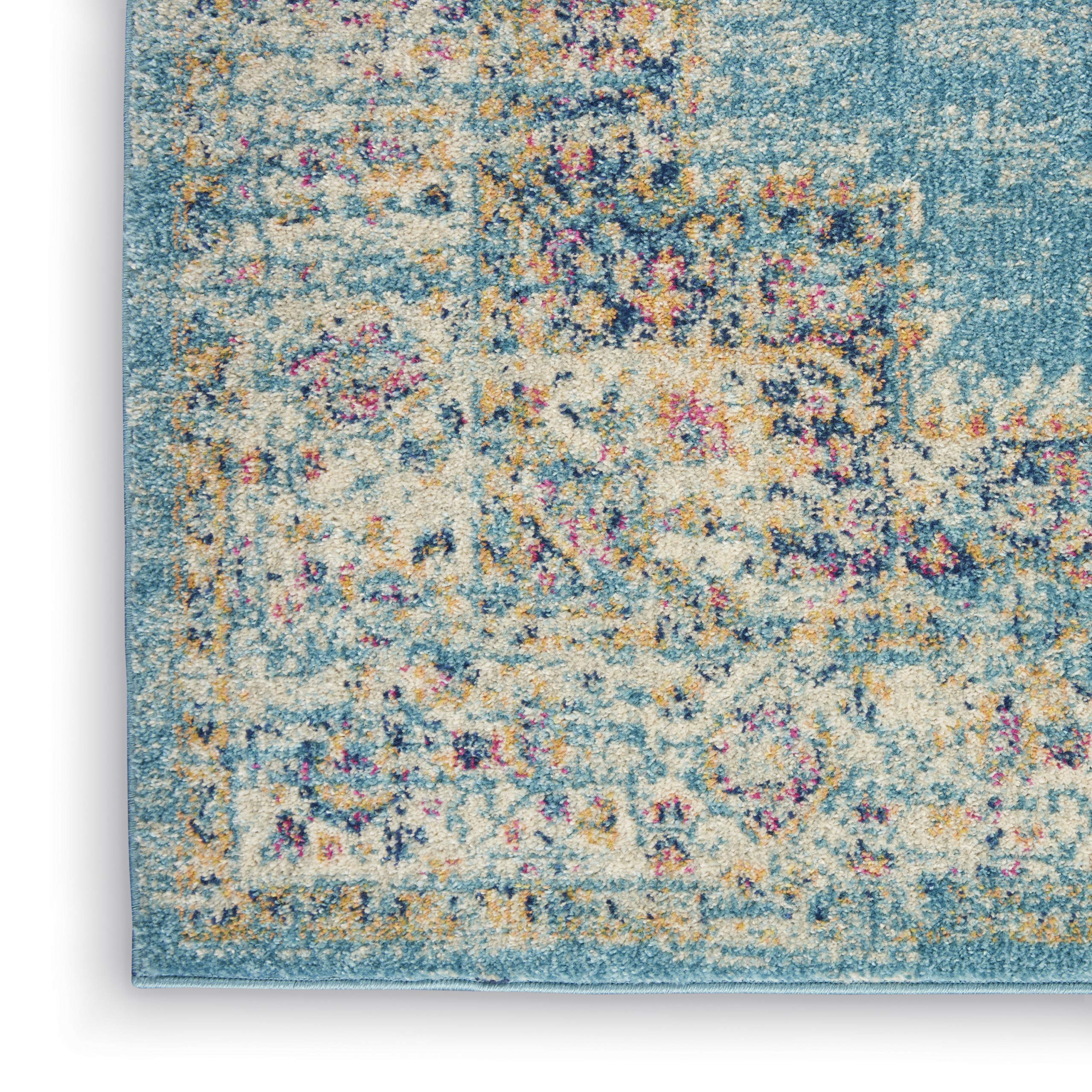 Nourison Passion Light Blue 2'2' X 10' Area Rug, Boho, Traditional, Easy Clean, Non Shedding, Bed Room, Living Room, Hallway, (10' Runner)