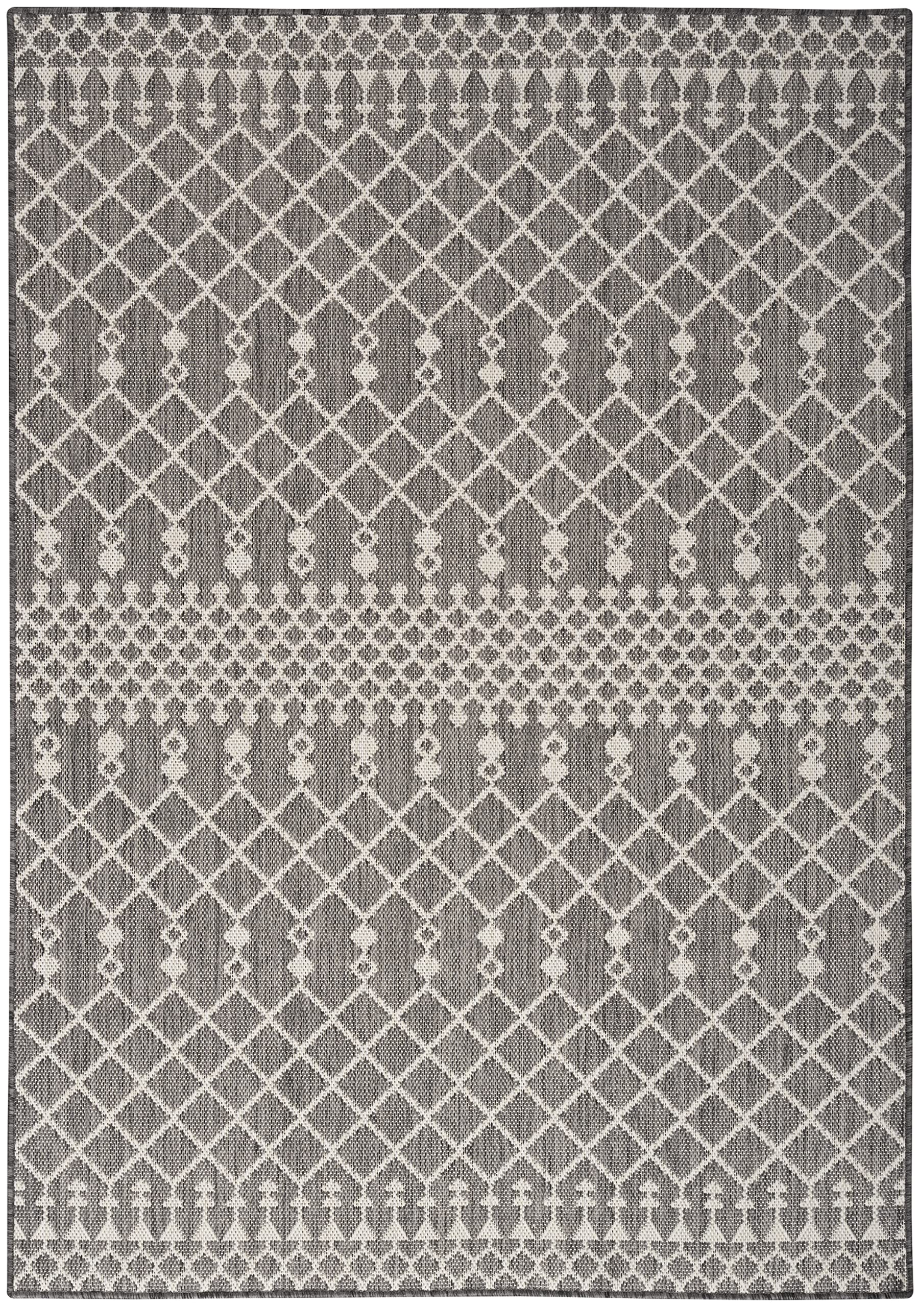 Nourison Positano Indoor/Outdoor Charcoal 7' X 10' Area Rug, Easy Cleaning, Non Shedding, Bed Room, Living Room, Dining Room, Deck, Backyard, Patio (7X10)