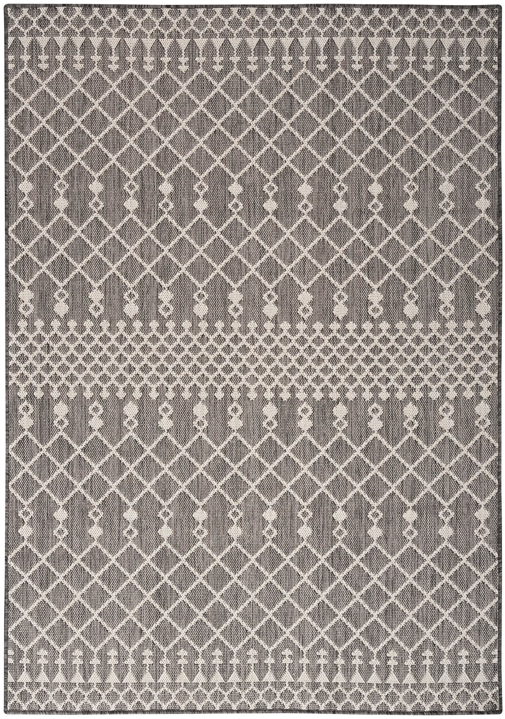 Nourison Positano Indoor/Outdoor Charcoal 6' X 9' Area Rug, Easy Cleaning, Non Shedding, Bed Room, Living Room, Dining Room, Deck, Backyard, Patio (6X9)